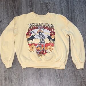 Billabong Yellow Cropped Crewneck Sweatshirt